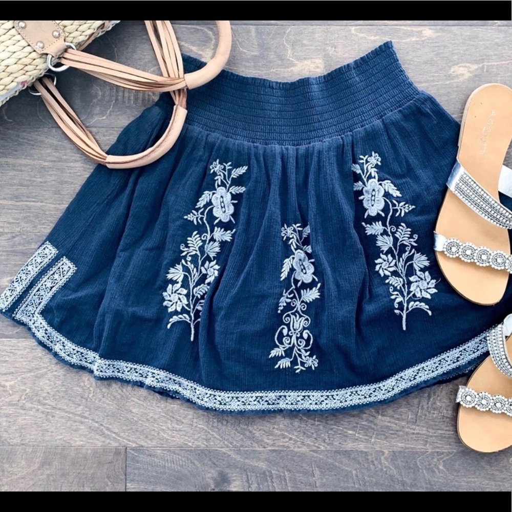 JCrew Blue Gauze skirt with lining.